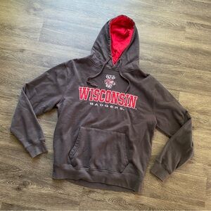 Wisconsin Badgers college sweatshirt dark grey pullover hoodie